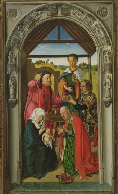 The Adoration of the Magi, c.1445 olje på panel detalj av 36895 av Dirck Bouts