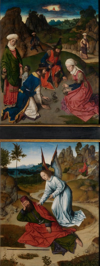 The Gathering of the Manna and Elijah in the Desert, fra altertavlen for det hellige sakrament, ca. 1464-68 (olje på panel) av Dirck Bouts