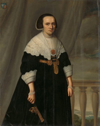 Portrett av Machteld Bas (- 1681) av Dirck Dircksz. van Santvoort (manner of)