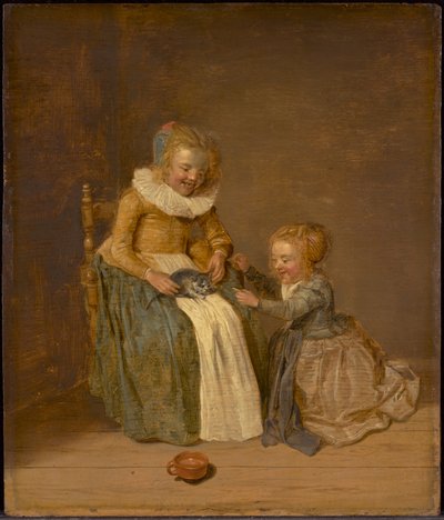 Kinder mit einer Katze av Dirck Hals