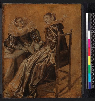 To damer sittende ved et bord, 1625-1628 av Dirck Hals