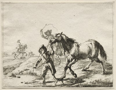 En gutt som tar en hest for å drikke av Dirck Stoop
