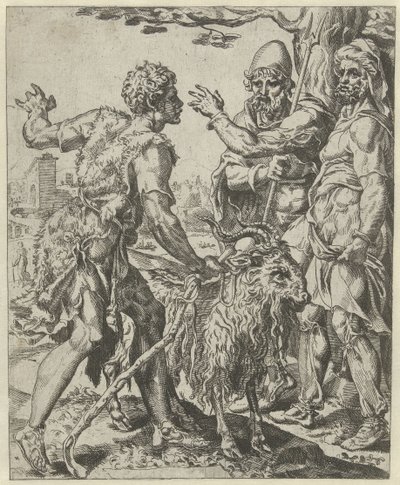 Chira leter etter den prostituerte Historien om Juda og Tamar (serietittel) av Dirck Volckertsz. Coornhert (attributed to)