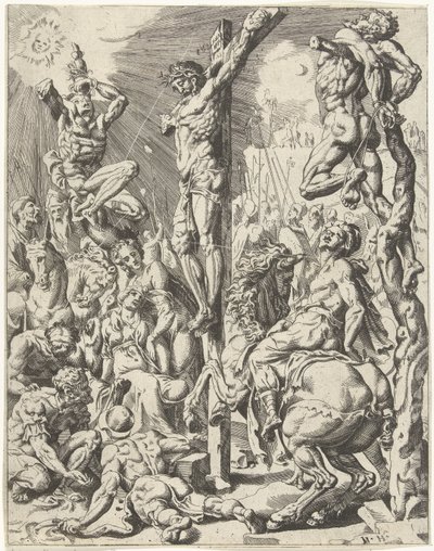 Kristus på korset Menneskehetens fall og forløsning gjennom Kristi liv og lidenskap (serietittel) av Dirck Volckertsz. Coornhert (attributed to)