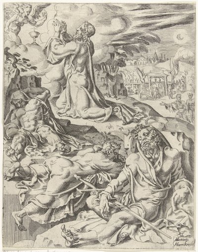 Kristus i hagen til Getsemane Fall og menneskehetens forløsning gjennom Kristi liv og lidenskap (serietittel) av Dirck Volckertsz. Coornhert (attributed to)