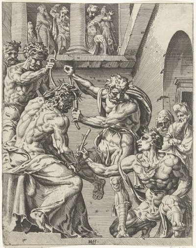 Kristus er kronet med tornekronen Menneskehetens fall og forløsning gjennom Kristi liv og lidenskap (serietittel) av Dirck Volckertsz. Coornhert (attributed to)
