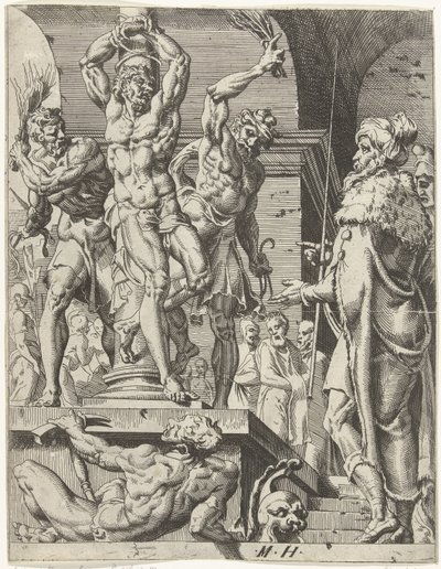 Kristi flaggering Menneskehetens fall og forløsning gjennom Kristi liv og lidenskap (serietittel) av Dirck Volckertsz. Coornhert (attributed to)