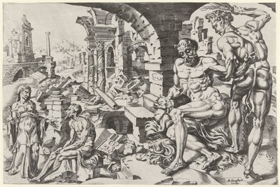 Job blir pisket av Satan av Dirck Volckertsz. Coornhert (attributed to)