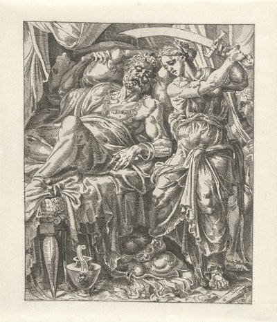 Judit Onthoofdt Holofernes Judith i Holofernes (serietittel) av Dirck Volckertsz. Coornhert (attributed to)