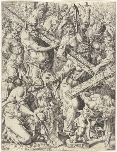 Å bære korset Menneskehetens fall og forløsning gjennom Kristi liv og lidenskap (serietittel) av Dirck Volckertsz. Coornhert (attributed to)