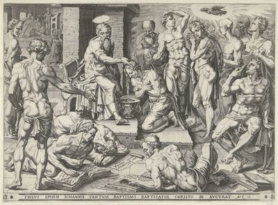 Paulus døper innbyggerne i Efesos av Dirck Volckertsz. Coornhert (attributed to)