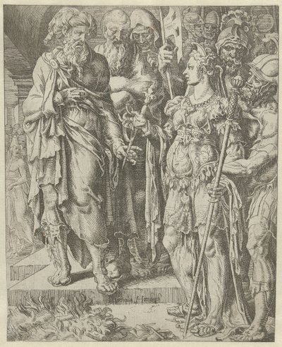 Tamar viser pantet Historien om Juda og Tamar (serietittel) av Dirck Volckertsz. Coornhert (attributed to)