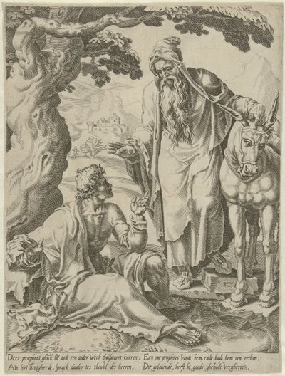 Invitasjon fra profeten til Guds mann Story of the Disobedient Man of God (serietittel) av Dirck Volckertsz. Coornhert (attributed to)