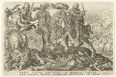 Fangst av Frans I i slaget ved Pavia, 1525 Victories of Charles V (serietittel) Divi Caroli. v. imp. opt. max. victoriae, ex multis praecipuae (serietittel) av Dirck Volckertsz. Coornhert (possibly)
