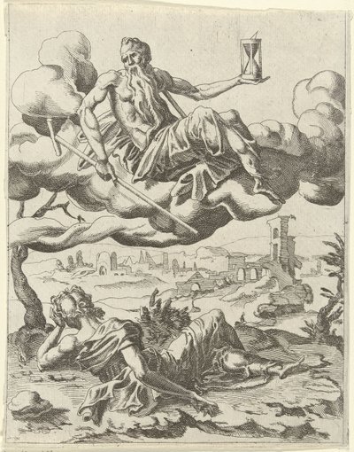 Tiden erobrer berømmelse Triumphs of Petrarch (serietittel) av Dirck Volckertsz. Coornhert (possibly)