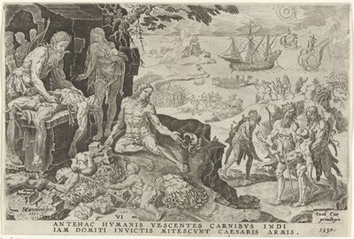 Keiserlige tropper av Charles V invaderer Mellom-Amerika, 1530 Victories of Charles V (serietittel) Divi Caroli. v. imp. opt. max. victoriae, ex multis praecipuae (serietittel) av Dirck Volckertsz. Coornhert