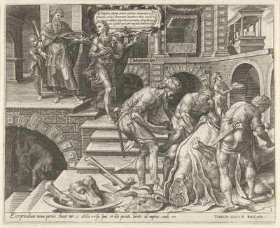 Forberedelser til bryllupsfesten Lignelse om en bryllupsfest (serietittel) av Dirck Volckertsz. Coornhert