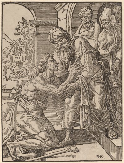 Den fortapte sønns retur av Dirck Volckertz Coornhert after Maerten van Heemskerck