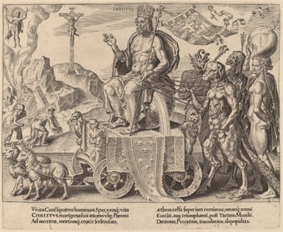Kristi triumf av Dirck Volckertz Coornhert after Maerten van Heemskerck