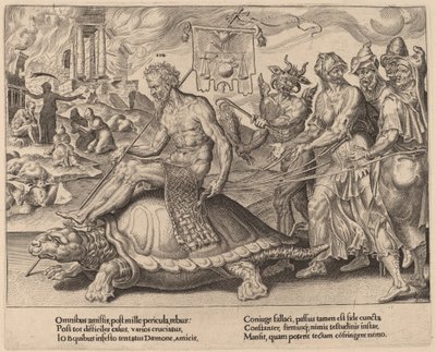 Jobs triumf av Dirck Volckertz Coornhert after Maerten van Heemskerck