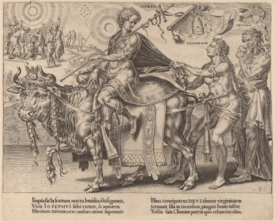 Josefs triumf av Dirck Volckertz Coornhert after Maerten van Heemskerck