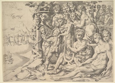 Apollo og musene, 1549. av Dirck Volkertsen Coornhert