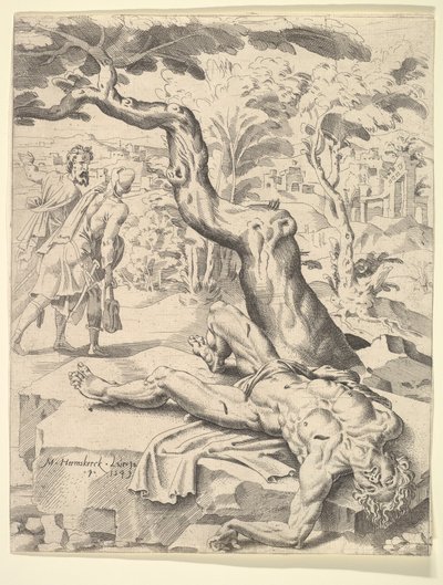 Lignelsen om den barmhjertige samaritan, 1549. av Dirck Volkertsen Coornhert