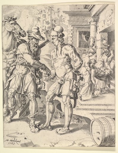 Lignelsen om den barmhjertige samaritan, 1549. av Dirck Volkertsen Coornhert