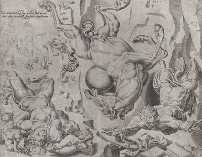 The World Perishing Together with Knowledge and Love, fra The Unrestrained World, plate 4..., 1550. av Dirck Volkertsen Coornhert