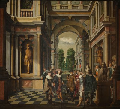 En syvdelt dekorativ sekvens: Et galleri av Dirck van Delen