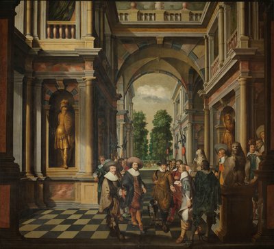 En syvdelt dekorativ sekvens: Et galleri av Dirck van Delen