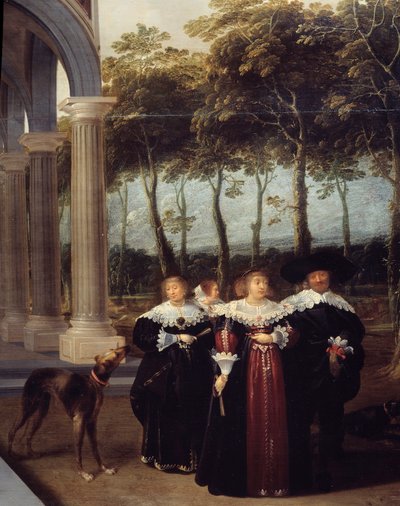 Par går Detalj av maleriet "" Bowlingspillerne"" Maleri av Dirck Van Delen (1605-1671) av Dirck van Delen