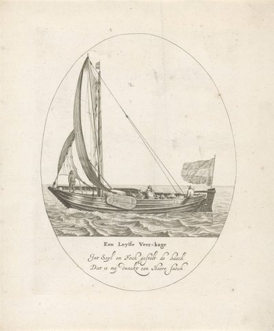 Leiden ferge En Leytse Veer-kage (tittel på objekt) Åtte forskjellige nederlandske typer innlandsfartøyer (serietittel) av Dirk Eversen Lons