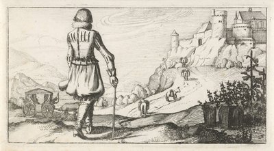 Mann i rykk i et fjelllandskap Nederlandske kostymer for kvinner og menn, 1622 (serietittel) av Dirk Eversen Lons