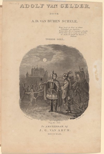 Tittelside for A.D. van Buren Scheles "Adolf van Gelder", Amsterdam, 1842 av Dirk Jurriaan Sluyter