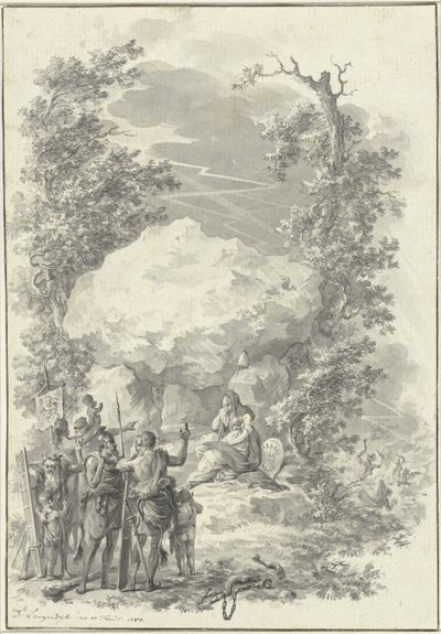 Allegori om døden til Joan Derk van der Capellen tot den Pol, 1784 av Dirk Langendijk (signed by artist)