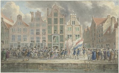 Anti-engelsk demonstrasjon i Rotterdam, 2. mars 1781 av Dirk Langendijk (signed by artist)