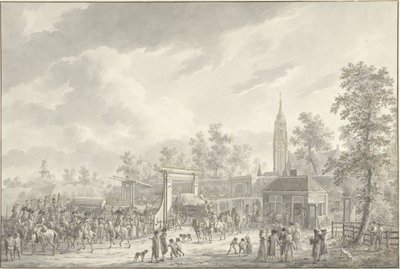 Garnisonens avgang fra Amersfoort i 1790 av Dirk Langendijk (signed by artist)