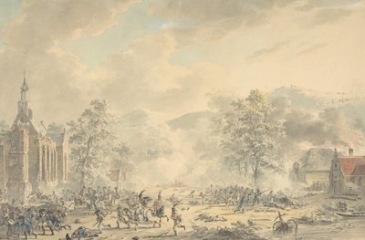 Battle Scene with Church at left, ca. 1790-1800.    1179048   no       norwegian Successfully Translated  Original: Constantia at the Grave of Theodosius, 19th century Translat: 