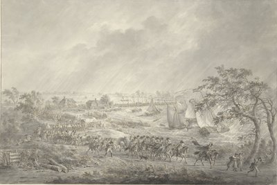 Kryss av de engelske og hannoveranske troppene fra Nijmegen til fasten over skipsbroen over Waal, 7. november 1794 av Dirk Langendijk