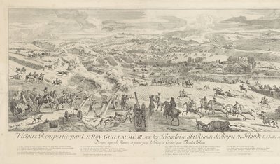Slag bij Drogheda aan de Boyne, 1. juli 1690 Seier vunnet av Le Roy Guillaume III. på irerne ved Boyne River i Irland 1. juli 1690 (tittel på objekt) av Dirk Maas