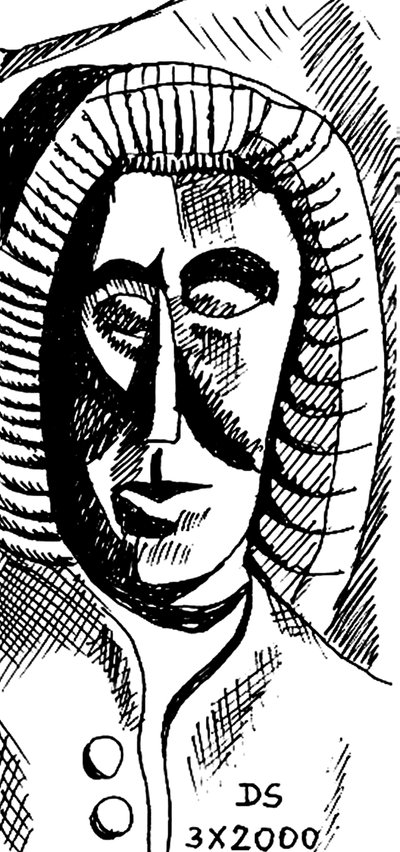 Johann Sebastian Bach - karikatur av den tyske komponisten av Dmitri Smirnov