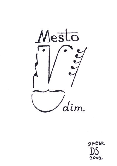 Mesto - en karikatur av et ansikt tegnet med musikalsk notasjon av Dmitri Smirnov