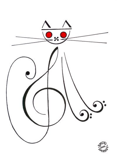 Musikalsk katt - en katt tegnet med musikalsk notasjon av Dmitri Smirnov