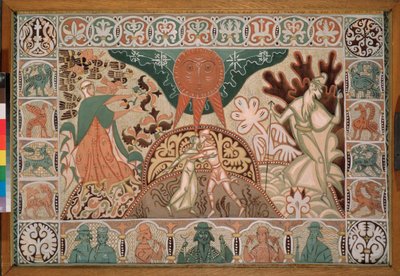 Gardindesign for operaen ""The Snow Maiden"" av Nicolas (Nikolai) Rimsky Korsakov (Rimsky-Korsakov) (1844-1908) (Gardindesign for operaen Snow Maiden av N Rimsky Korsakov) - Verk av Dmitri Semyonovich Stelletsky (1875) -1947), gb av Dmitry (Dmitrij) (1875 1947) Stelletsky