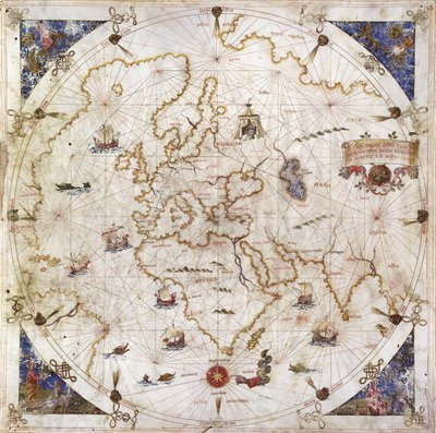 Portolan Kart over verden, 1519 av Dolfin Bonaldo