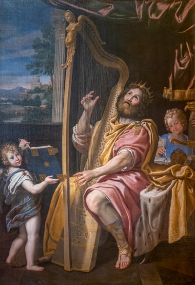 Kong David spiller på harpe, Domenico Zampieri, kjent som Dominiquin av Domenichino
