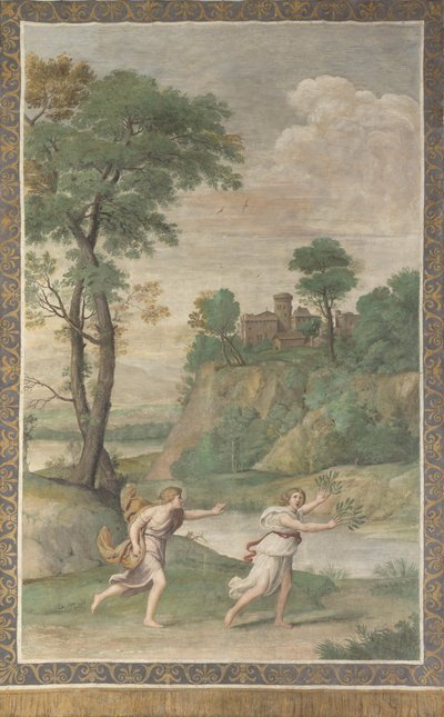 Apollo forfølger Daphne Fresco fra Villa Aldobrandini, 1617-1618 av Domenichino