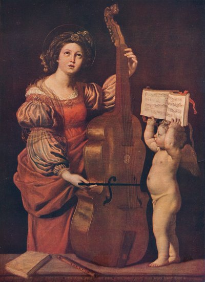 Saint Cecilia med en engel som holder et partitur, 1617-1618 av Domenichino