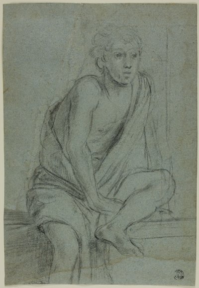Sittende ungdom: Study for Flagellation of Saint Andrew av Domenichino